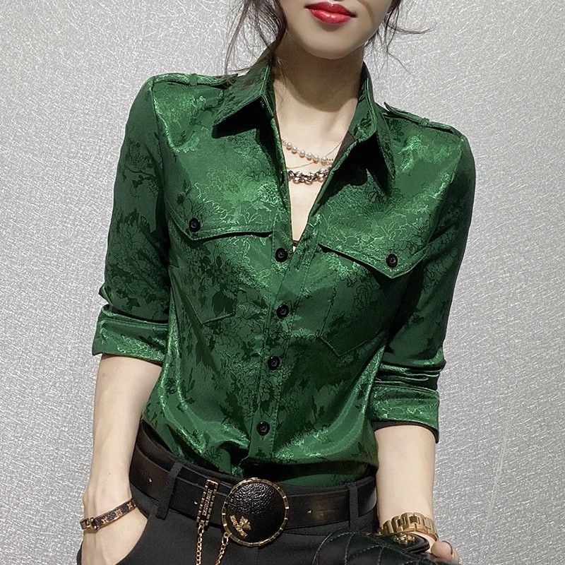 Women'S Green Formal Wear - Weibliche Tops Frühling und Herbst voller