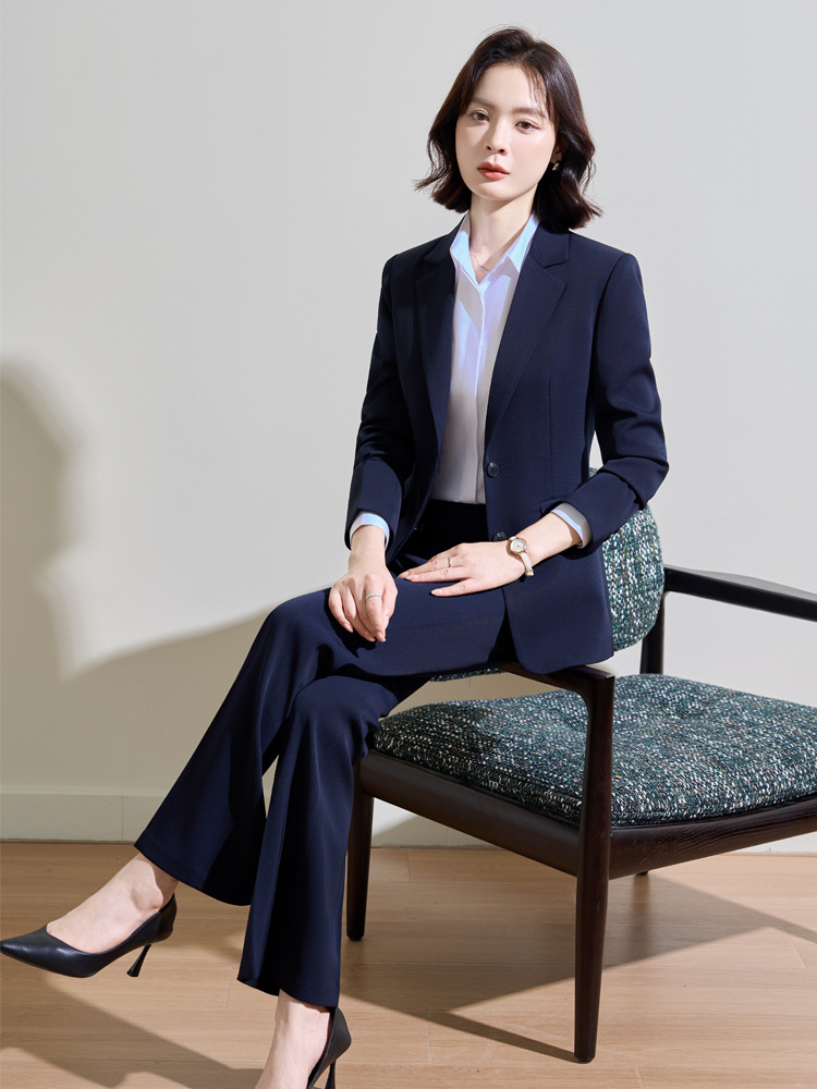 Women Formal Wear For Interview - Marineblauer professioneller Anzug für Damen, Frühling