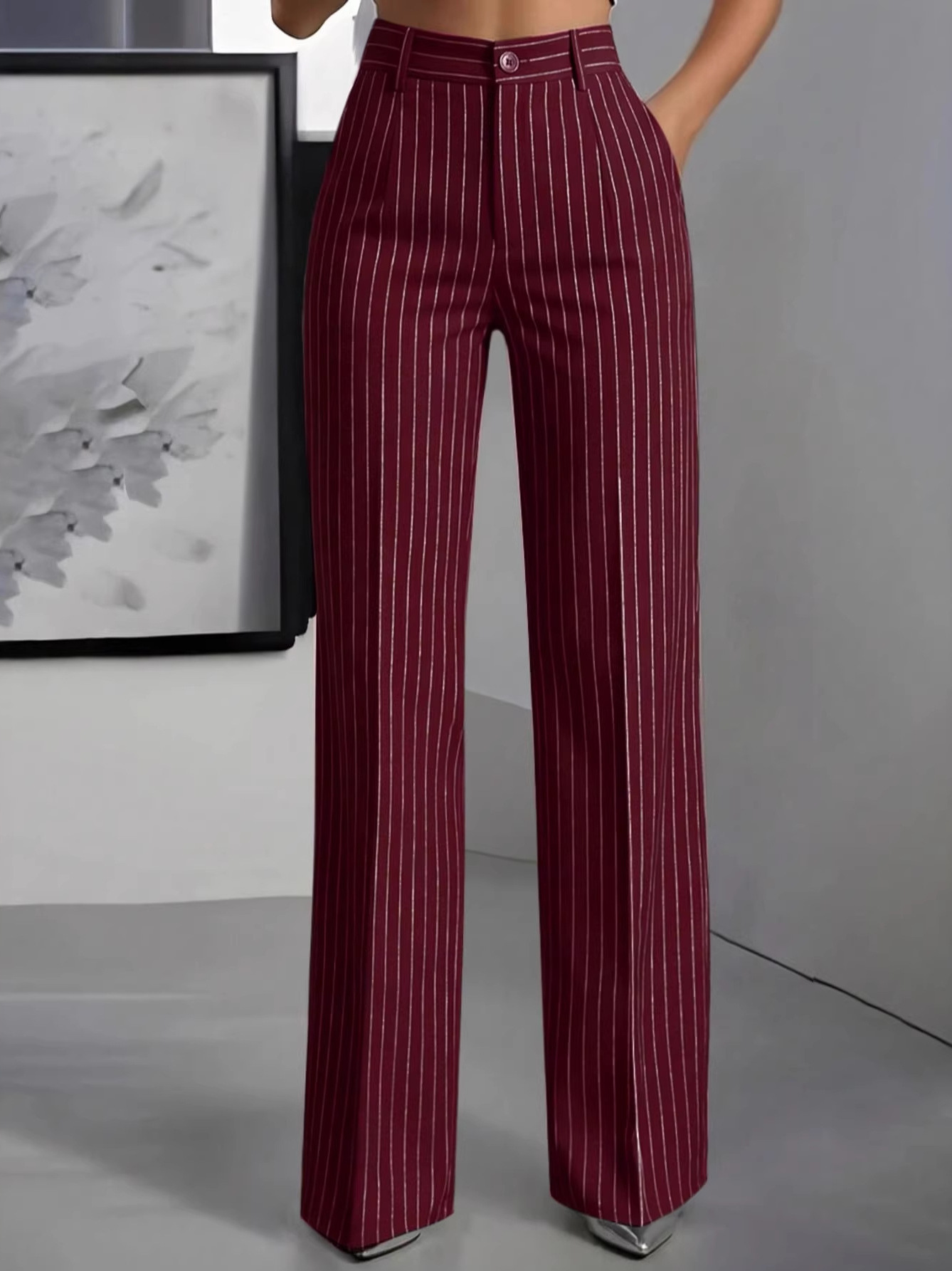Female Formal Wear - Elegante Hochtaillierte Gerade Anzughose Vielseitig Einsetzbare