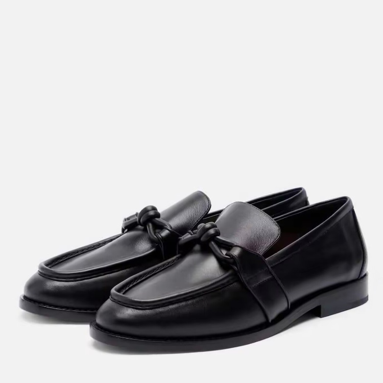 Formal Wear Women'S Loafers - Damen Leder-Loafer mit Knotendetail, Slip-On, Eckige