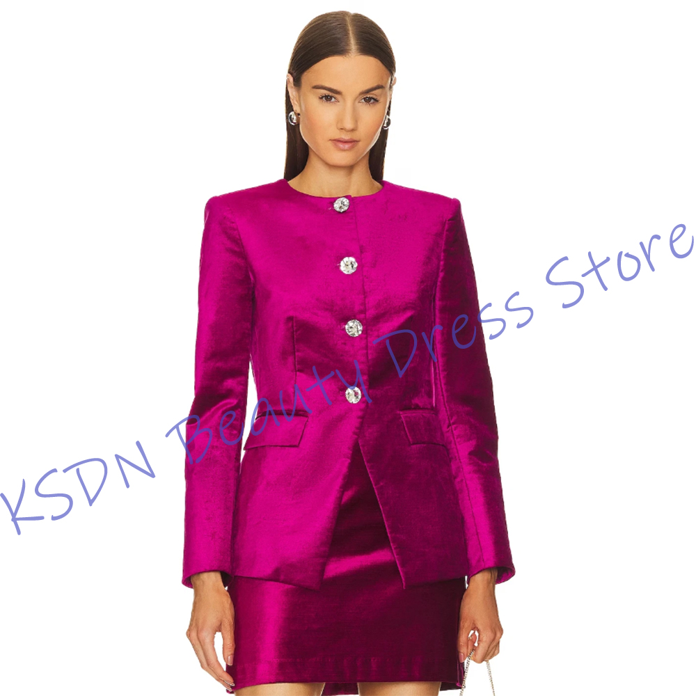 Women Formal Wear For Party - Schicker Damen-Einreiher-Anzug in Pink, Satin-Zweiteiler (Jacke