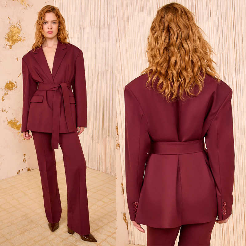 Women Formal Wear Trousers - Maßgeschneiderte elegante Damen-Hosenanzüge mit Gürtel, formelle