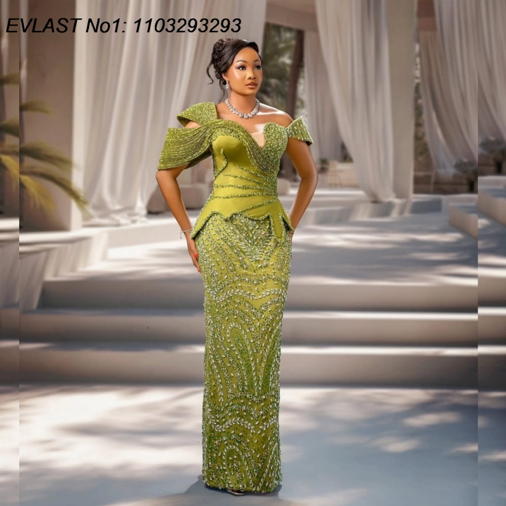 Women'S Green Formal Wear - EVLAST Maßgeschneidertes sexy grünes Meerjungfrau-Abschlussballkleid mit