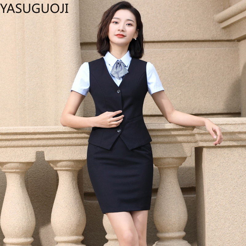 Women Formal Wear For Interview - YASUGUOJI Elegante Mode Frauen Weste Arbeit