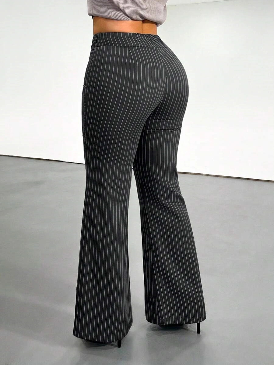 Gestreifte Damenhose mit hoher – Women Formal Wear Trousers Bewertung und Preis