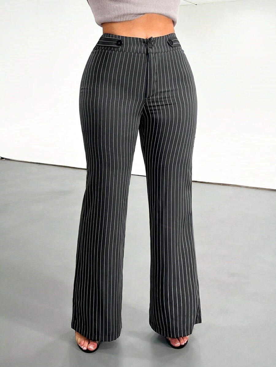Gestreifte Damenhose mit hoher – Women Formal Wear Trousers Bewertung und Preis