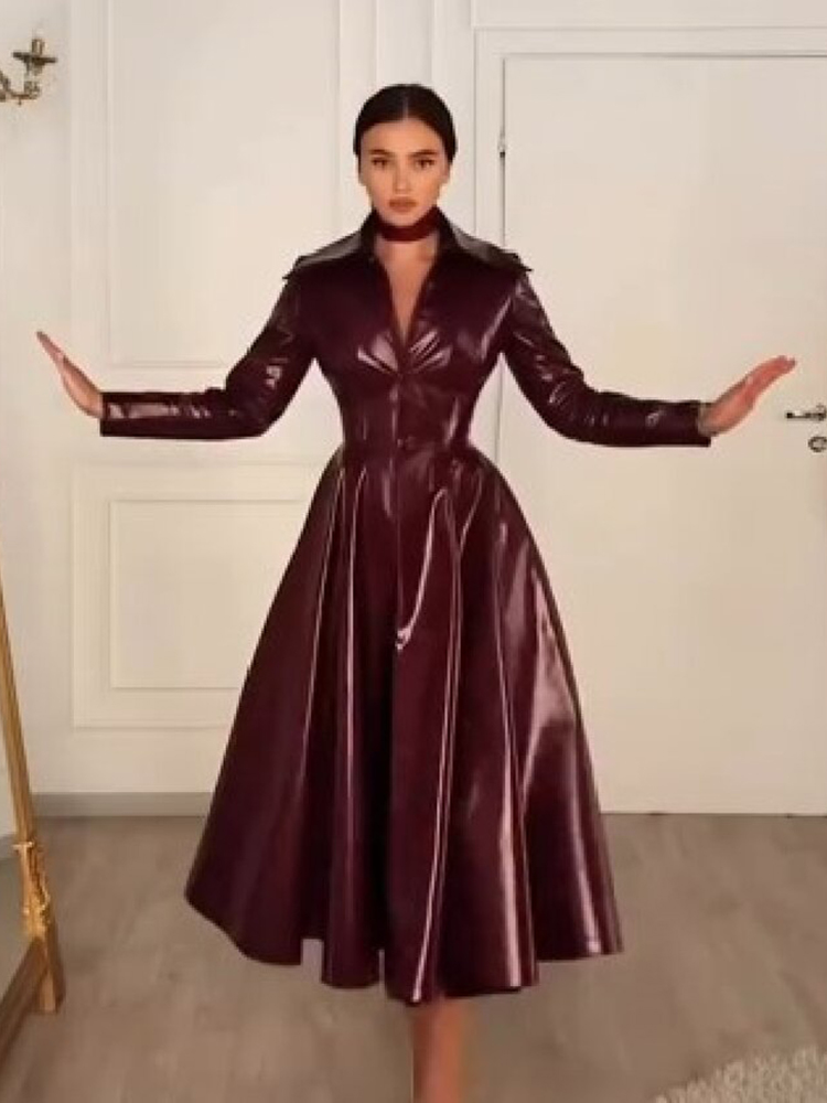 Damen Weinroter Kunstleder-Man – Women Formal Wear For Party Bewertung und Preis