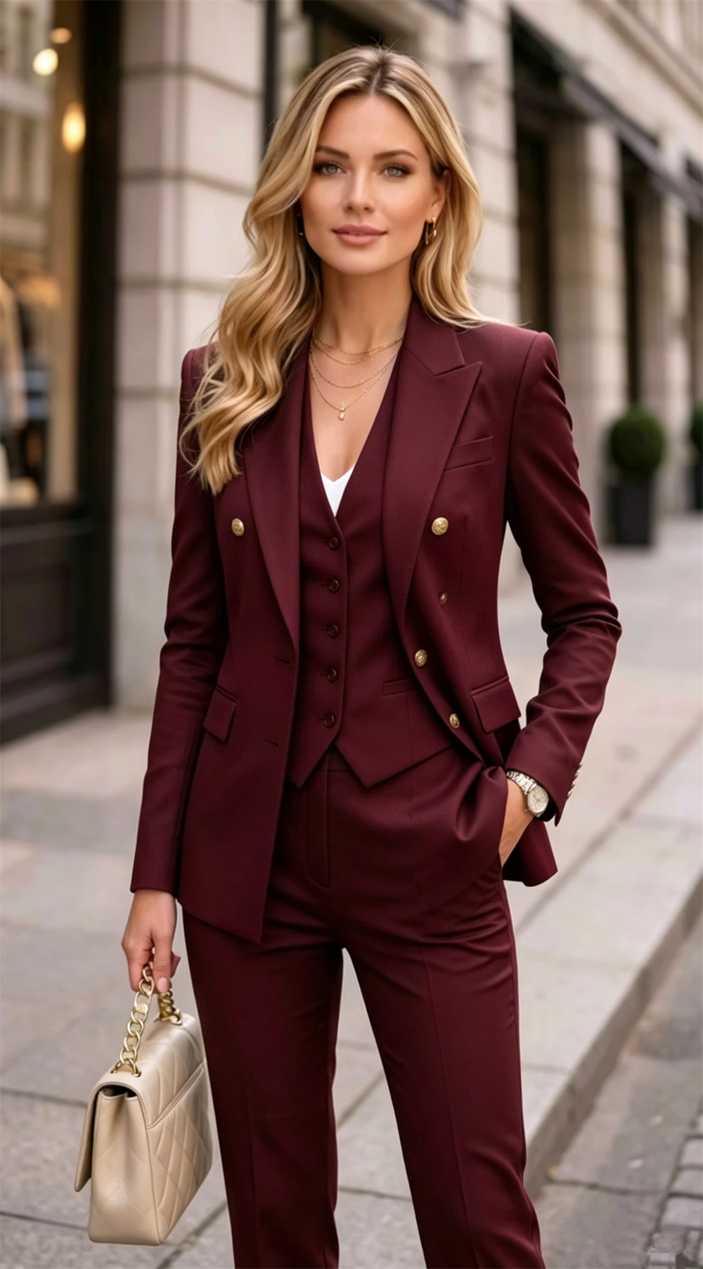 Lavendelfarbener Damen-Doppelr – Blazer Set Women Formal Bewertung und Preis