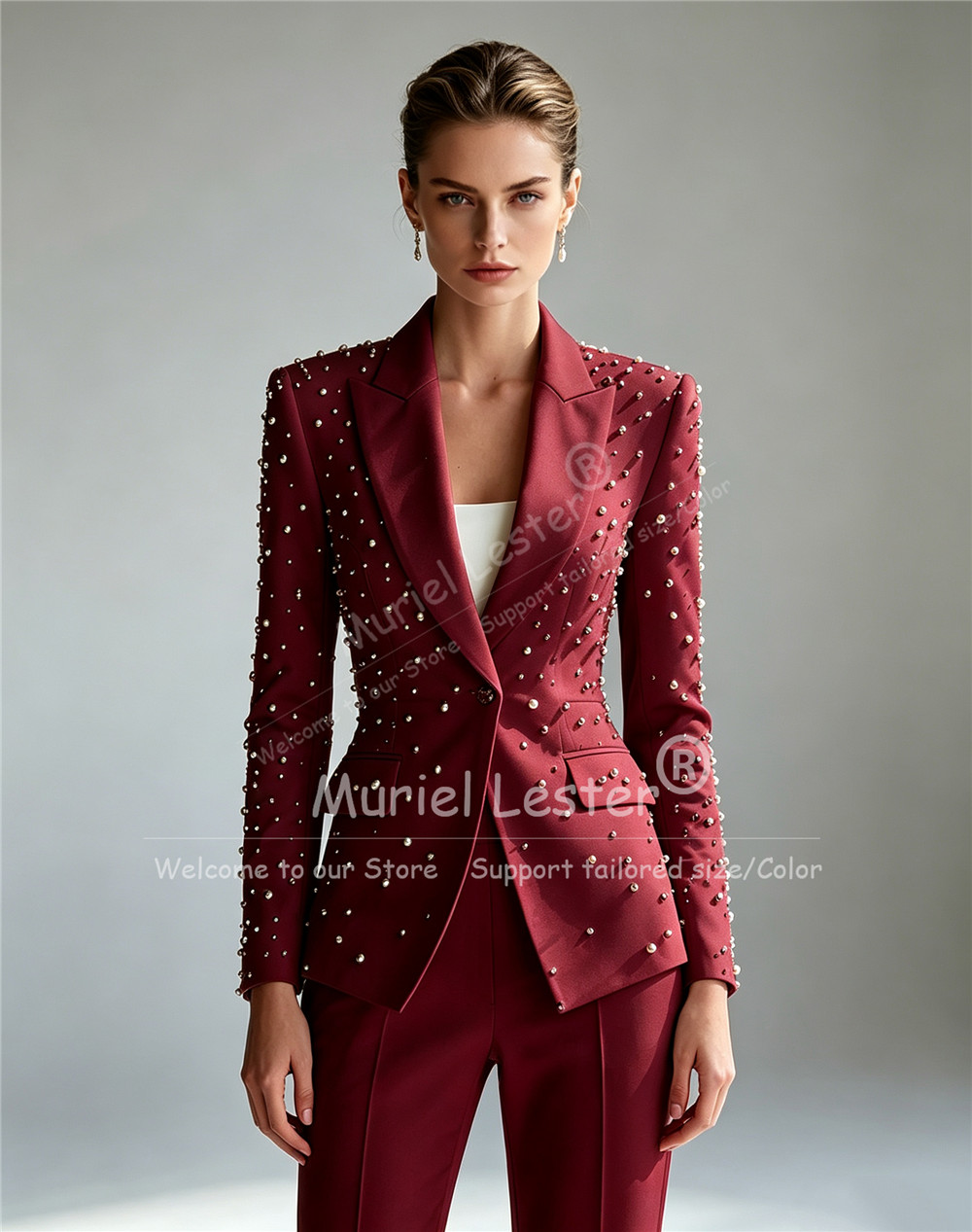 Elegante Perlen-Verzierte Anzü – Blazer Set Women Formal Bewertung und Preis