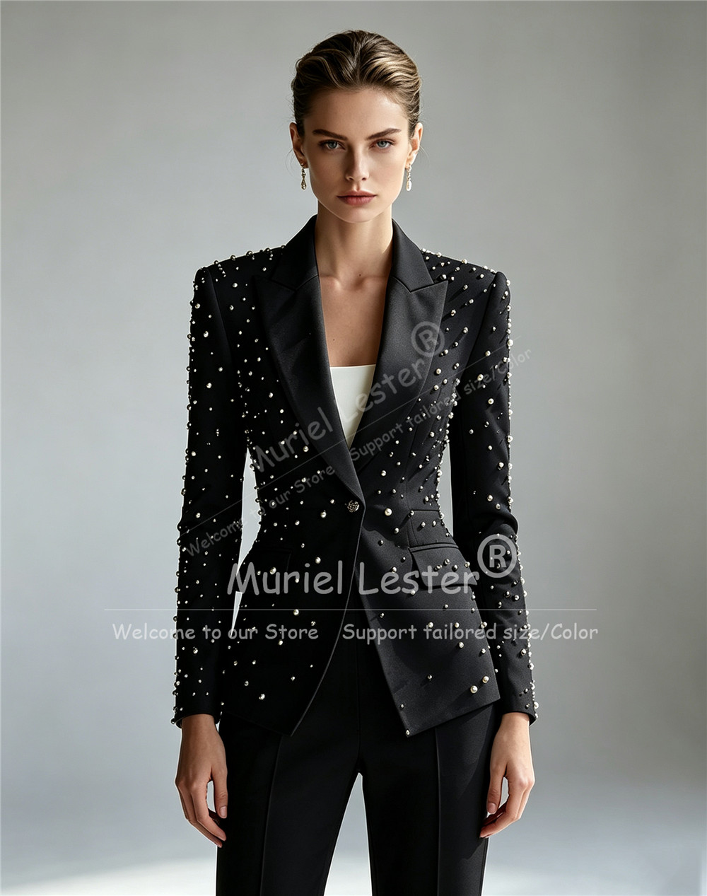 Elegante Perlen-Verzierte Anzü – Blazer Set Women Formal Bewertung und Preis