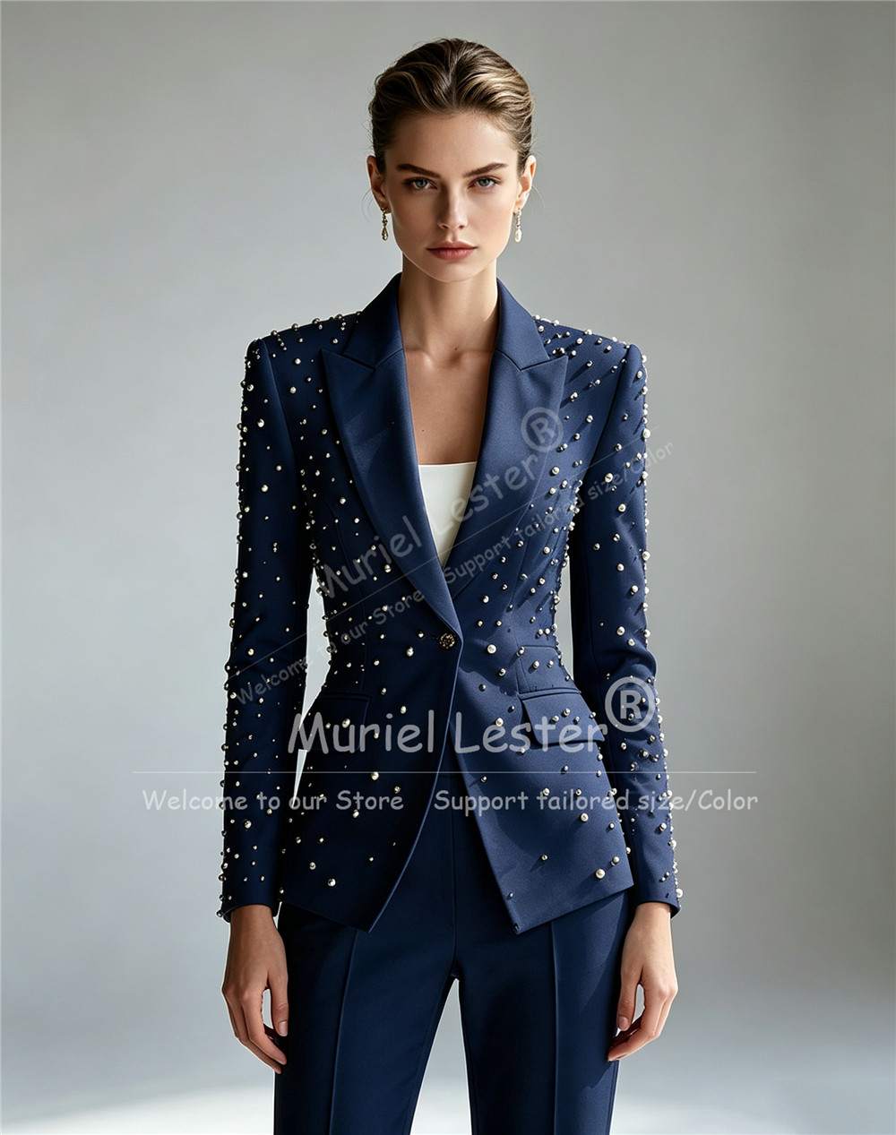 Elegante Perlen-Verzierte Anzü – Blazer Set Women Formal Bewertung und Preis