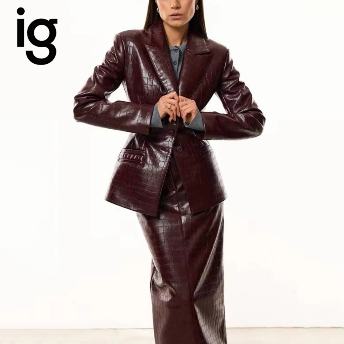 IG Damen Burgunderrotes Kroko- – Female Formal Wear Bewertung und Preis