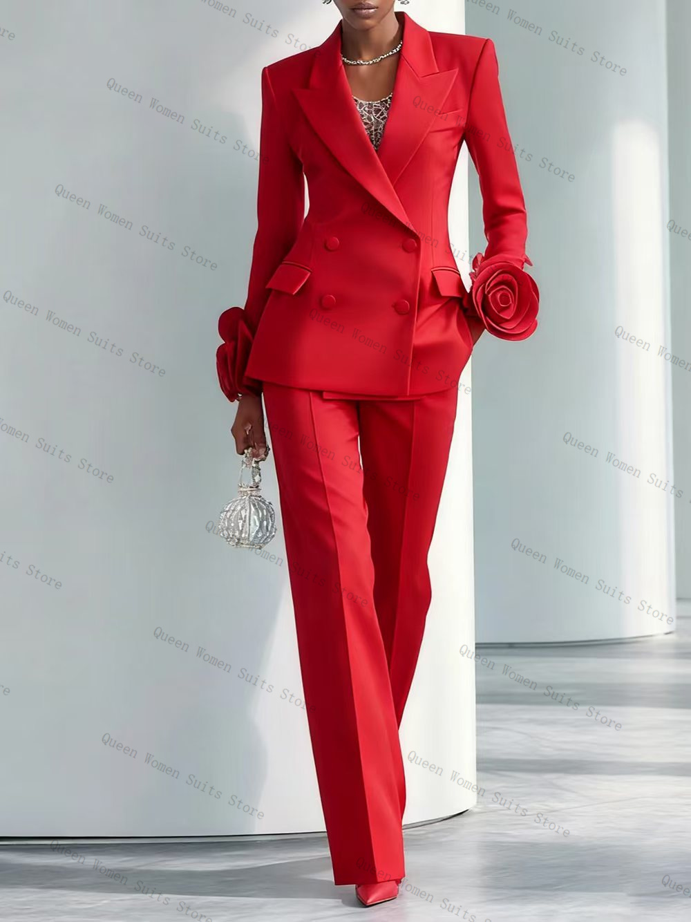 Luxuriöses rotes Damen-Anzug-S – Women Formal Wear Trousers Bewertung und Preis