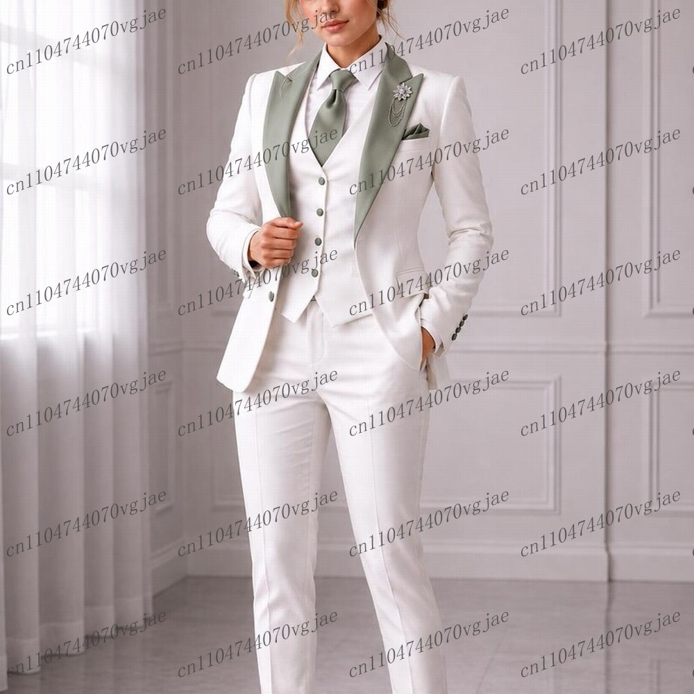 Mintgrüner Kragen Weißer Forme – Blazer Set Women Formal Bewertung und Preis