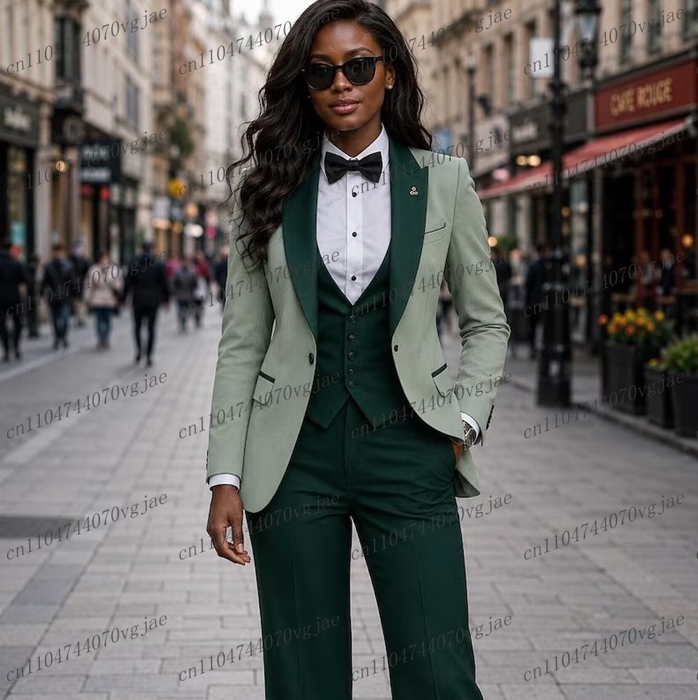 Mintgrüner und dunkelgrüner fo – Blazer Set Women Formal Bewertung und Preis